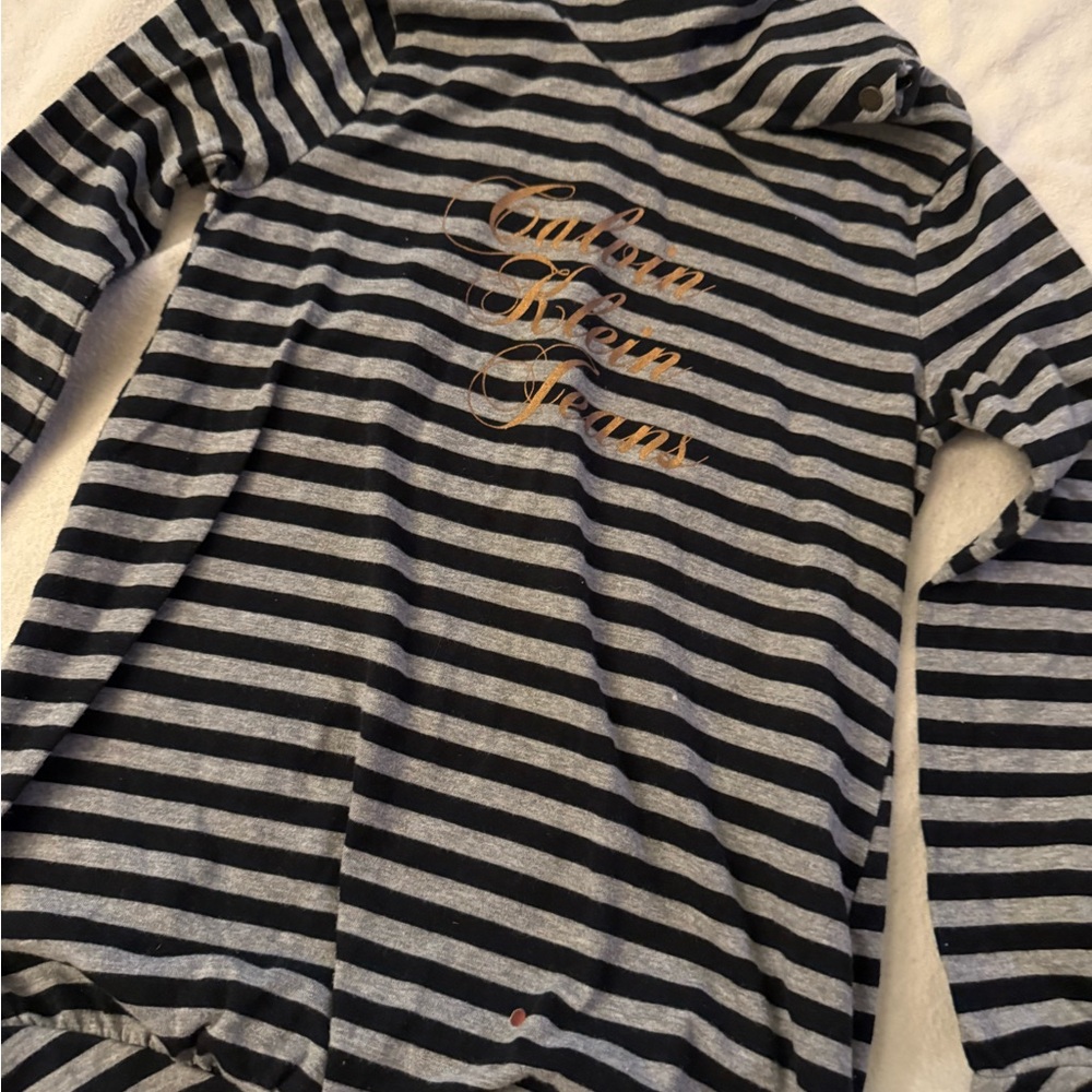 Calvin Klein Collection Kids Black and Gray Striped Hoodie
